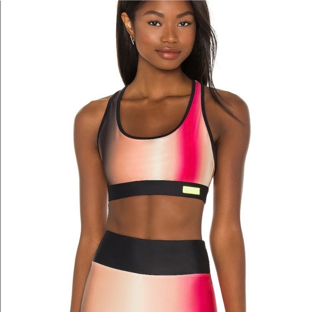 P.E NATION Momentum Sports Bra Pink Ombré Size Small Racer Back Scoop Neck